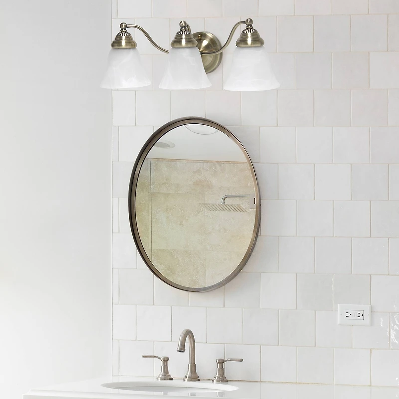 Lalia Home Essentix Alabaster 3 Light Glass Vanity