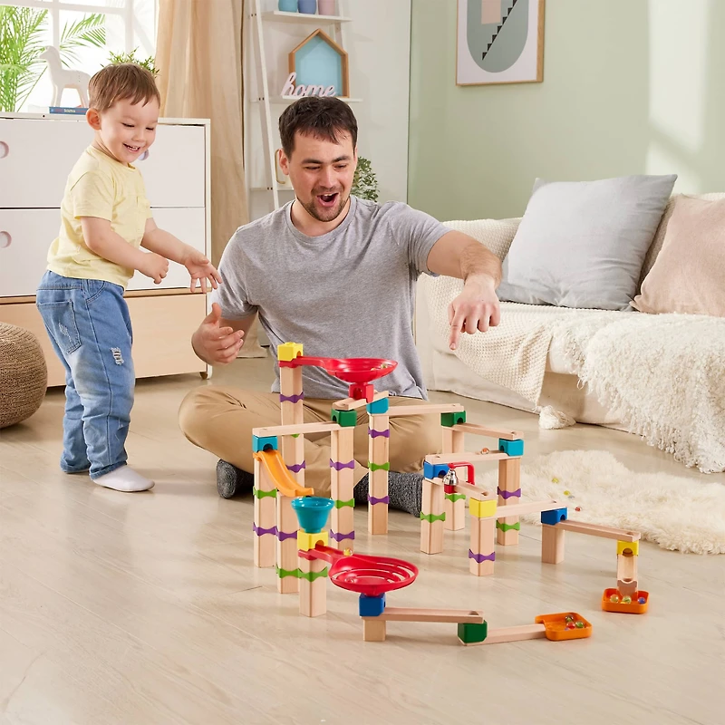Hape Marble Run Tricks n' Twists DIY Wood Building Racetrack Set