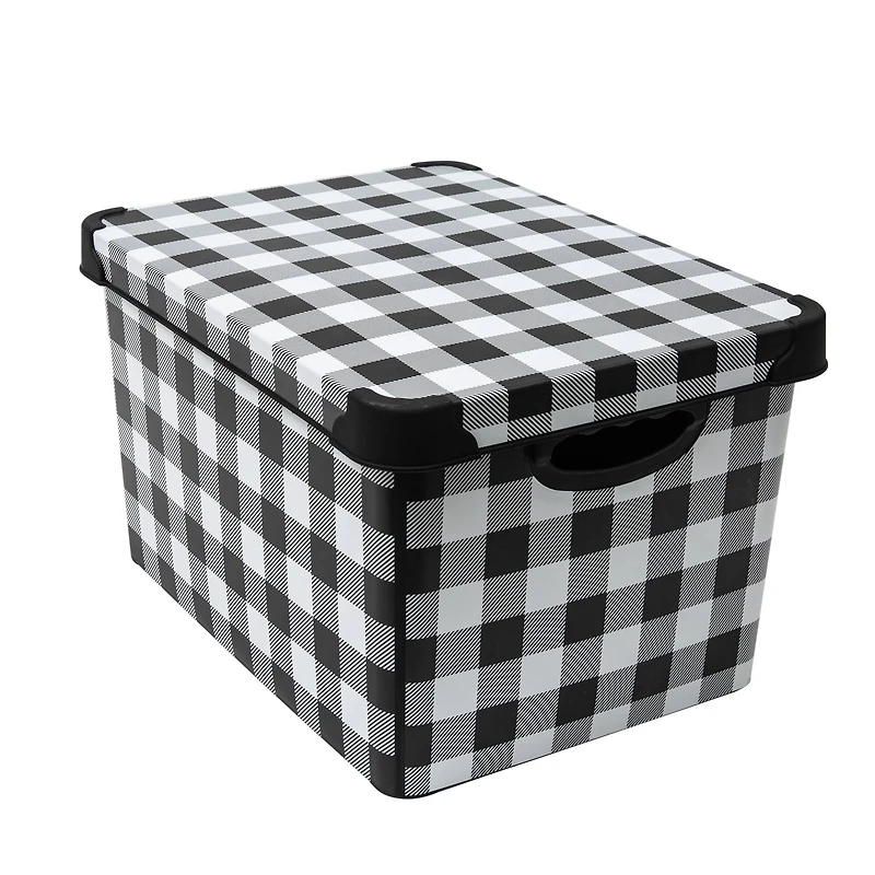 Simplify Checkered Black & White Storage Tote Bin