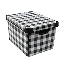 Simplify Checkered Black & White Storage Tote Bin