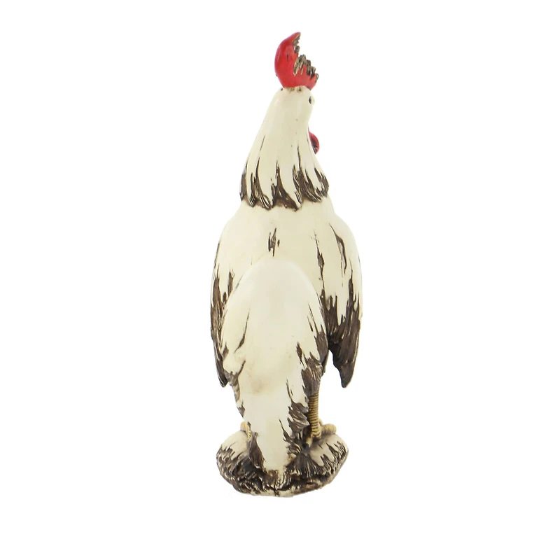 15" White Rooster Garden Sculpture