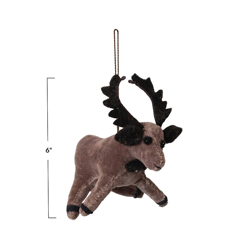 Hello Honey® 6" Brown Velvet Moose Ornament