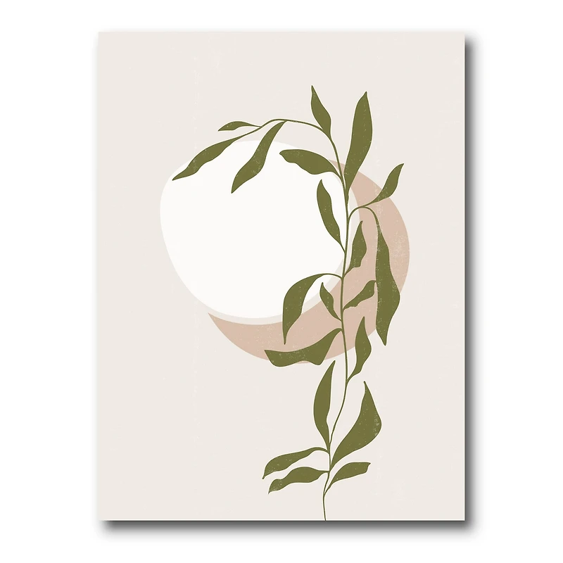 Designart - Abstract Sun and Moon With Green Leaf III