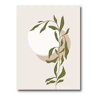 Designart - Abstract Sun and Moon With Green Leaf III