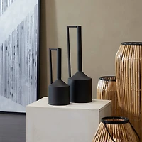 CosmoLiving by Cosmopolitan Black Metal Vase with Handles Set of 2 22", 16"