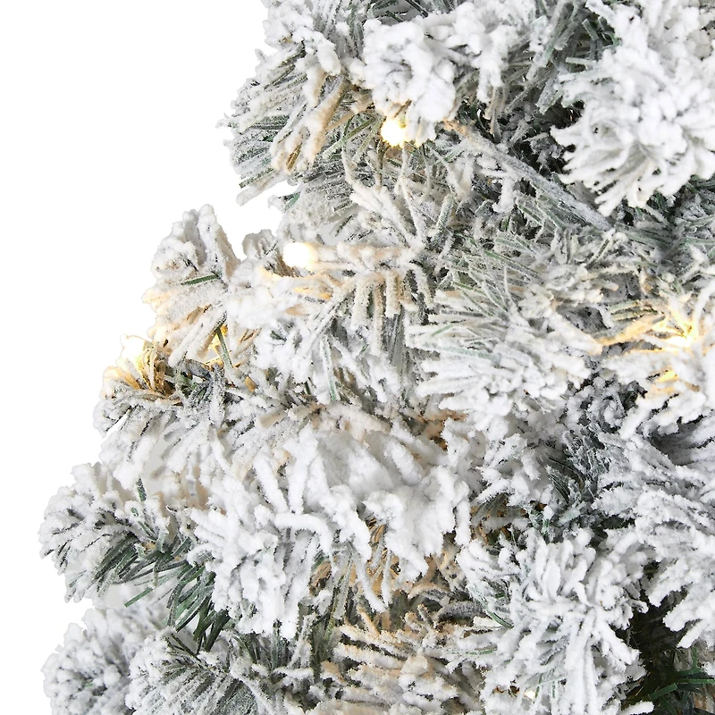 3ft. Pre-Lit Flocked Rock Springs Spruce Artificial Christmas Tree, Clear LED Lights