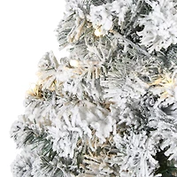 3ft. Pre-Lit Flocked Rock Springs Spruce Artificial Christmas Tree, Clear LED Lights