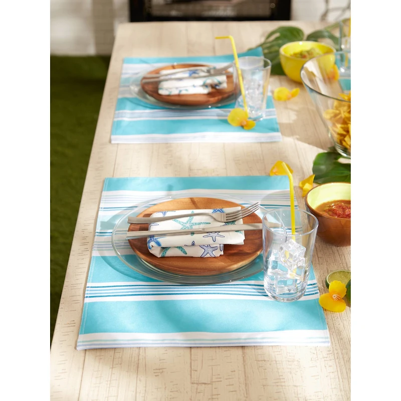 Beach House Stripe Print Outdoor  Placemat (Set of 6)