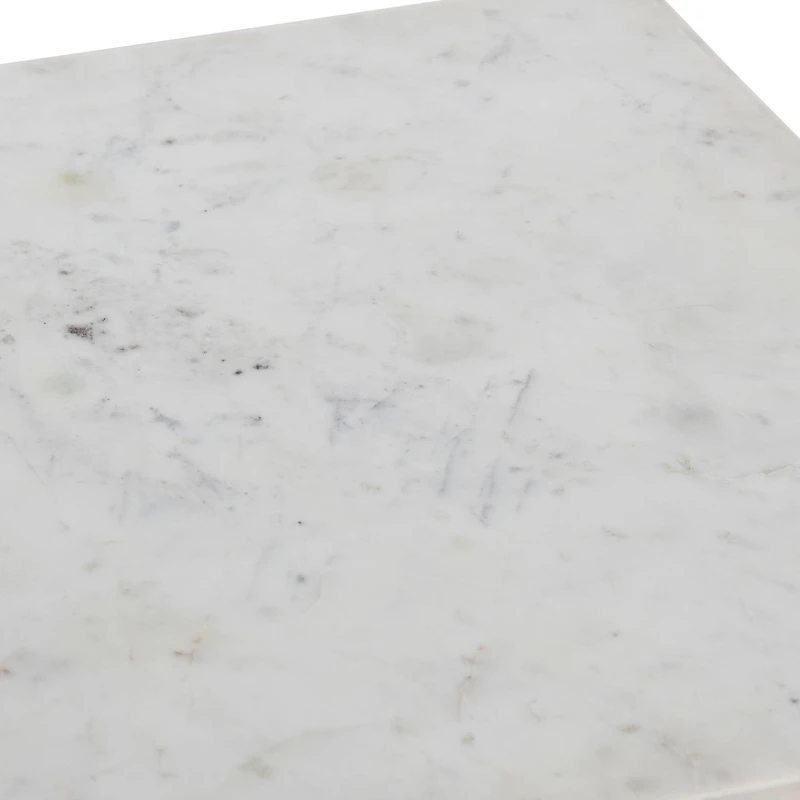 Hello Honey® 25" Libertine Genuine Marble and Metal End Table with Glass Storage Shelf