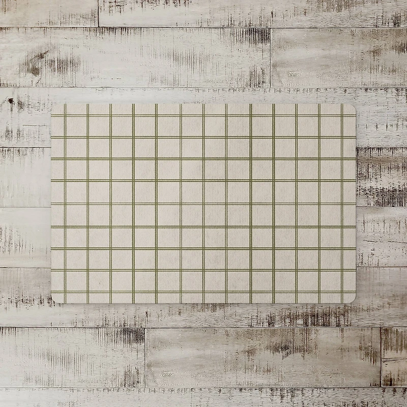 Green & Cream Check Floor Mat