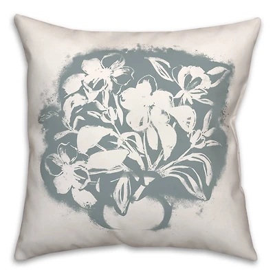 Blue Spray Paint Floral 18" x 18" Throw Pillow