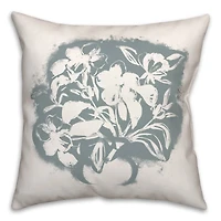 Blue Spray Paint Floral 18" x 18" Throw Pillow
