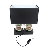 Elegant Designs™ 14" Rectangular Dual Stacked Stone Table Lamp with Black Shade