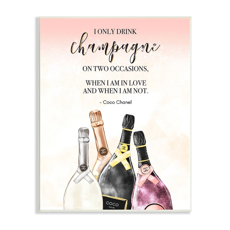Stupell Industries Champagne and Love Quote Fashion Designer Glam Text Wall Plaque Art