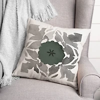 Gray & Green Medallion Throw Pillow