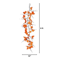 6ft. Pre-Lit Autumn Maple Artificial Fall Garland with 54 Warm White LED Lights
