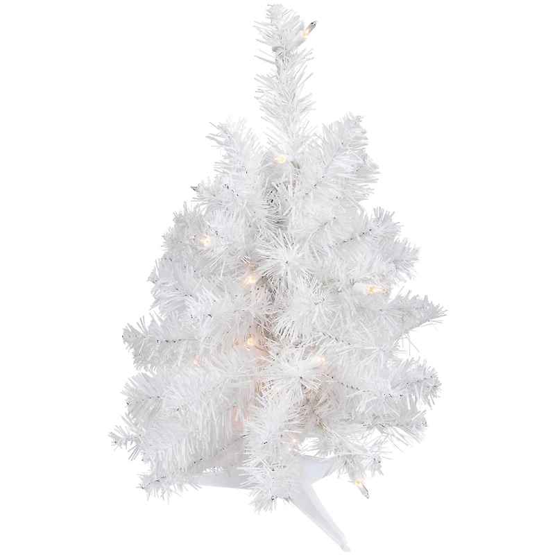 18" Pre-Lit Medium Snow White Artificial Christmas Tree, Clear Lights