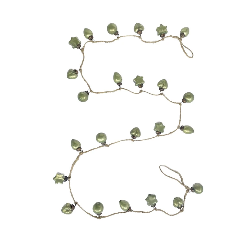 Hello Honey® 6ft. Olive Green Embossed Mercury Glass Ornament Garland
