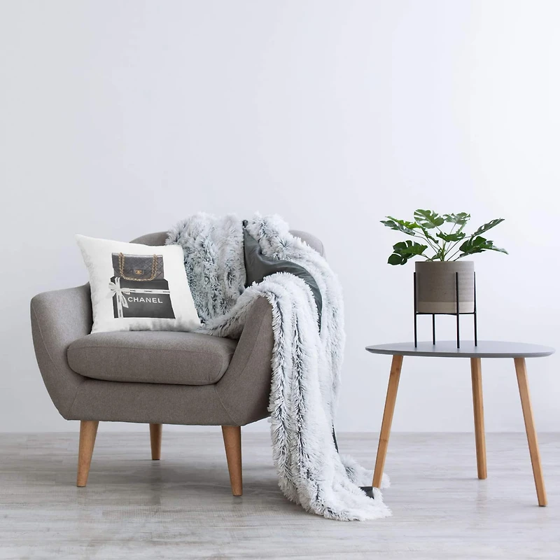 Stupell Industries Chic Quilted Purse Black Glam Fashion Brand Throw Pillow, 18" x 18"