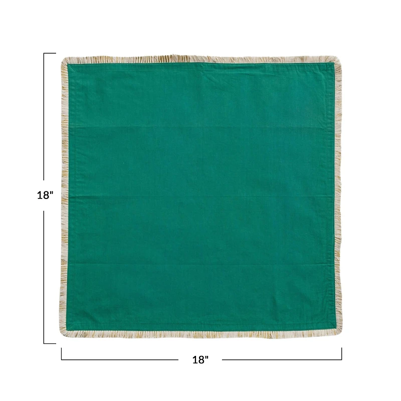 Hello Honey® 18" Green Elegant Embroidered Fringe Cotton Napkin, 4ct.