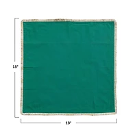 Hello Honey® 18" Green Elegant Embroidered Fringe Cotton Napkin, 4ct.