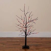 3ft. Pre-Lit Halloween Black Twig Artificial Tree with 80 Orange & Purple LED Lights