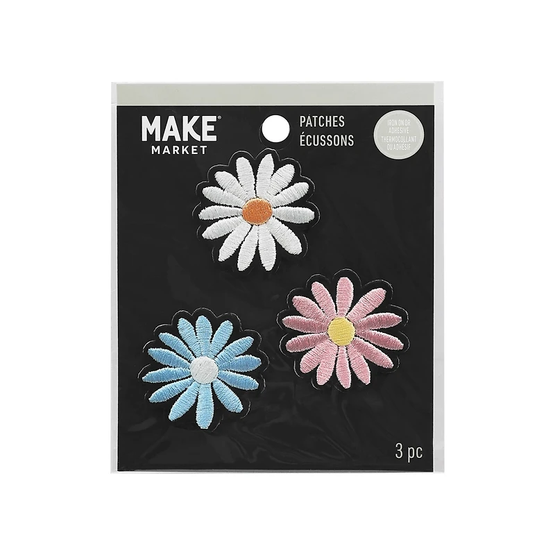 Embroidered Daisy Iron On Patches, 3ct. by Make Market®