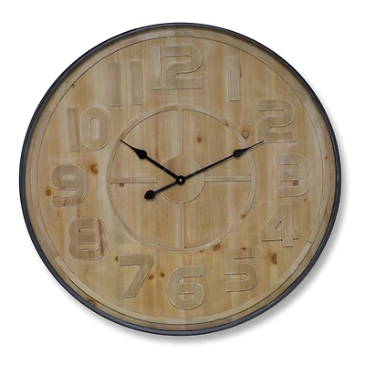 Wooden Face Iron Wall Clock