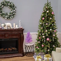 6.5 Ft. Pre-Lit Feel Real® Downswept Douglas Fir Slim Artificial Christmas Tree, Clear Lights