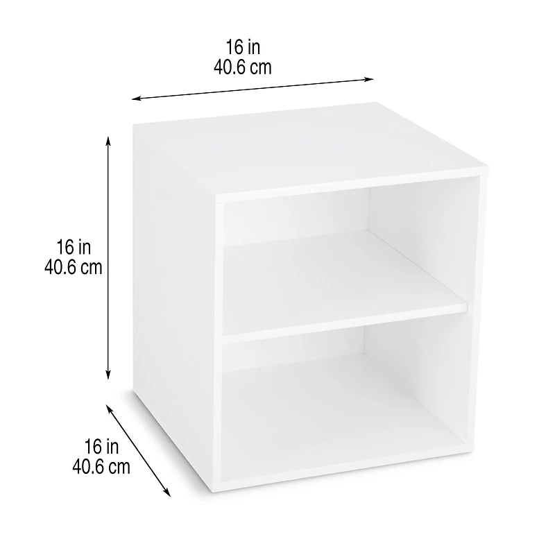 16" White Modular Cube with Shelf by Simply Tidy®