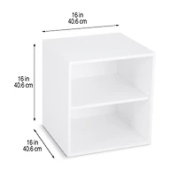 16" White Modular Cube with Shelf by Simply Tidy®