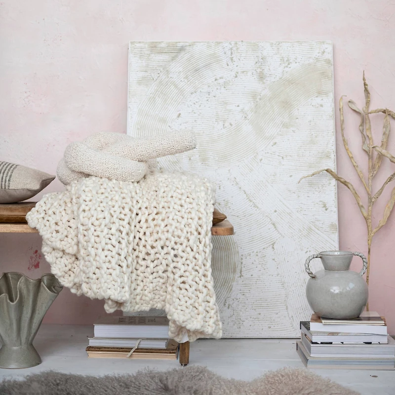 Hello Honey® 9.25" Cream Reactive Glaze Stoneware Vase with Twisted Handle