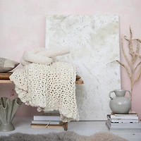 Hello Honey® 9.25" Cream Reactive Glaze Stoneware Vase with Twisted Handle