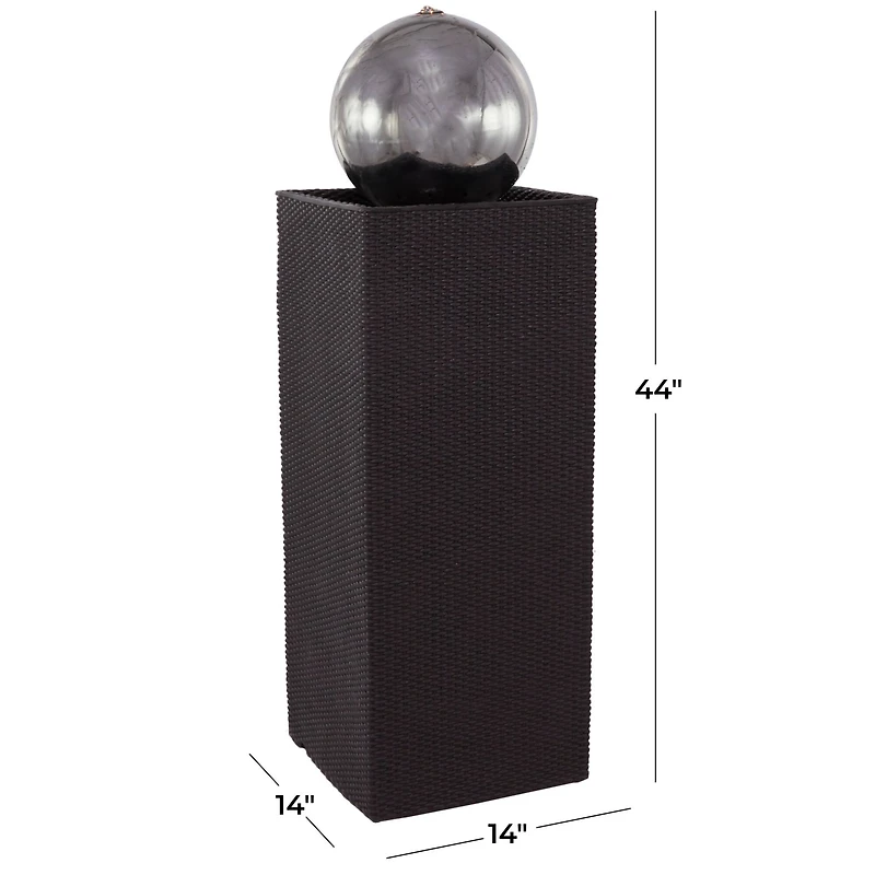 44" Black Fiberglass Fountain with LED Light