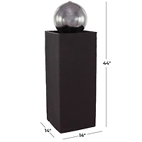 44" Black Fiberglass Fountain with LED Light