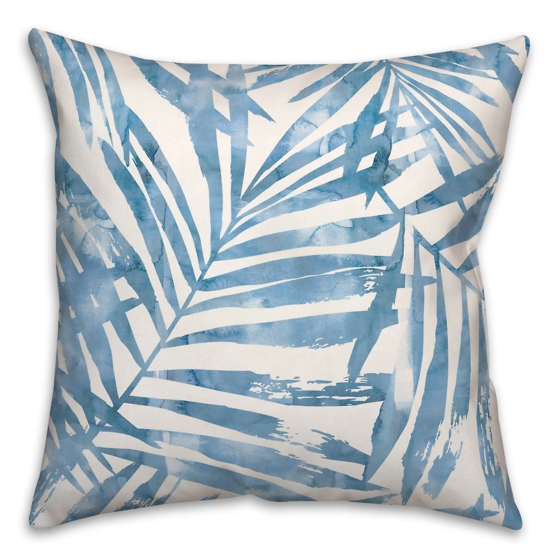 Navy Palm Leaf Throw Pillow