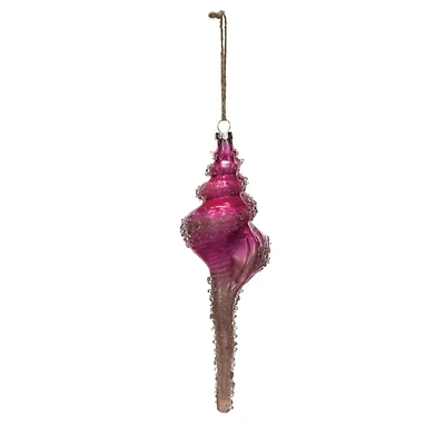 Hello Honey® 8.25" Pink Ombre Glass Conch Ornament with Beads