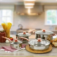 Gibson Home® Ansonville 8-Piece Stainless Steel Cookware Set with Rose Gold Handles