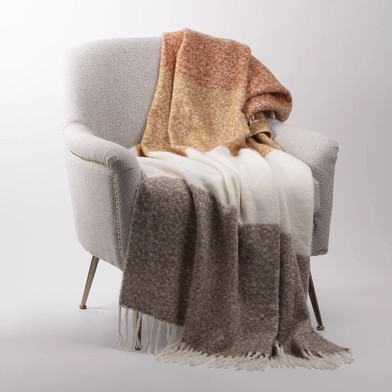 Glitzhome® Woven Acrylic Striped Jacquard Throw