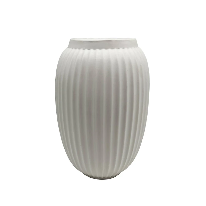 8 Pack: 9" White Geometric Fluted Ceramic Vase by Ashland®