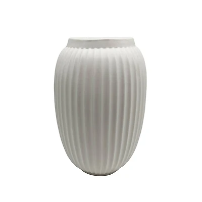 8 Pack: 9" White Geometric Fluted Ceramic Vase by Ashland®