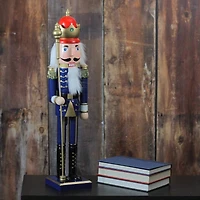 24" Blue and Gold Christmas Nutcracker King with Scepter