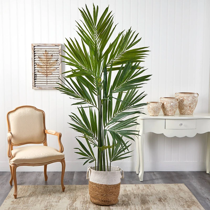7ft. Kentia Artificial Palm in Handmade Natural Jute and Cotton Planter