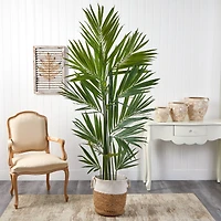 7ft. Kentia Artificial Palm in Handmade Natural Jute and Cotton Planter