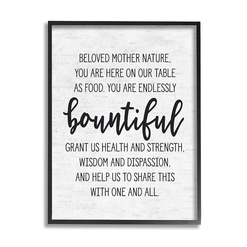 Stupell Industries Mother Nature Bountiful Food Subtle Birch Typography Framed Giclee Art