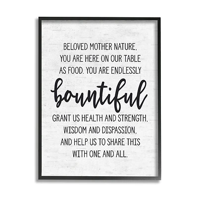 Stupell Industries Mother Nature Bountiful Food Subtle Birch Typography Framed Giclee Art