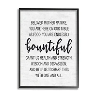 Stupell Industries Mother Nature Bountiful Food Subtle Birch Typography Framed Giclee Art