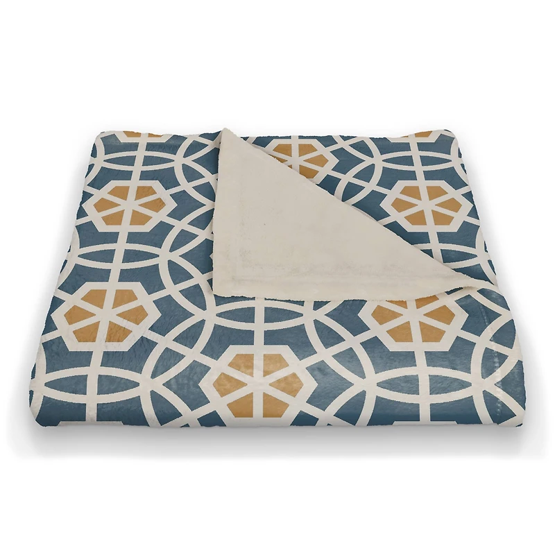 Blue & Yellow Geometric Fleece Blanket