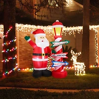 Glitzhome® 7FT Lighted Inflatable Santa with Lamp Post Sign Decor