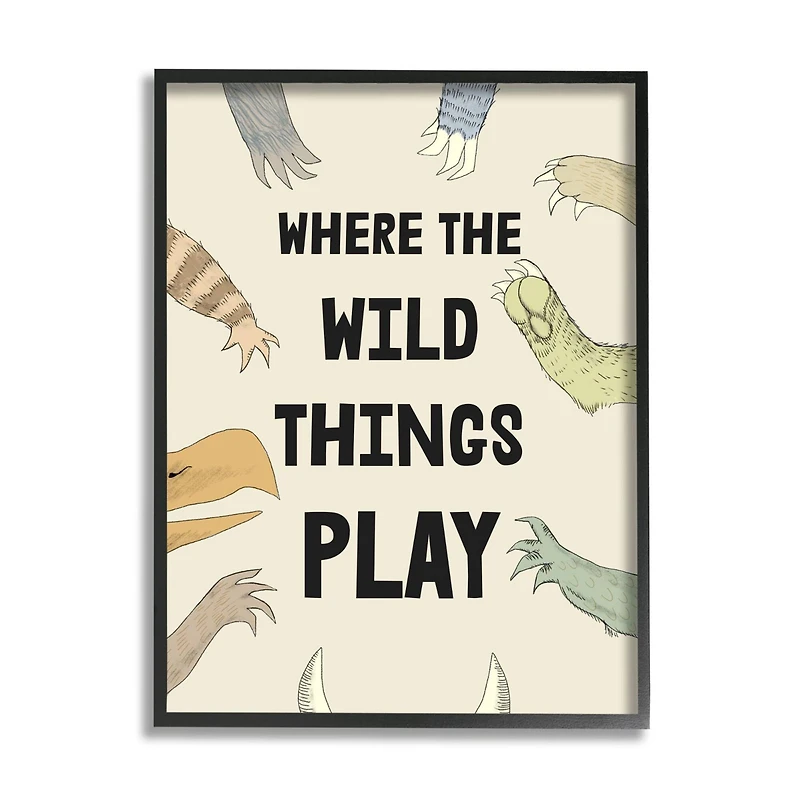 Stupell Industries Children's Wild Things Play Phrase Monster Hands Claws Framed Wall Art